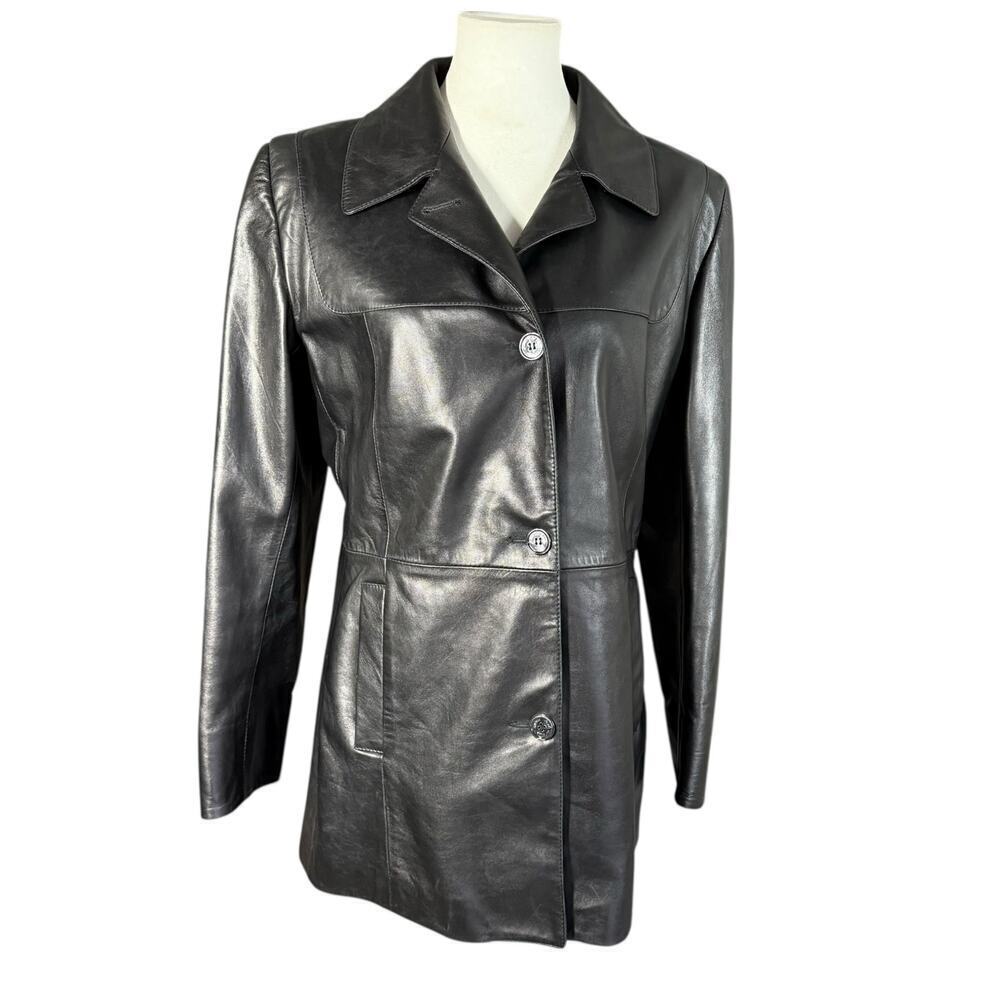 Scuola del Cuoio School of Leather Italian Black Leather Jacket Size 12